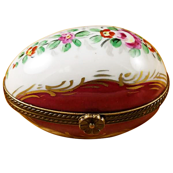 Burgundy Egg with Flowers – Limoges Imports Made in France